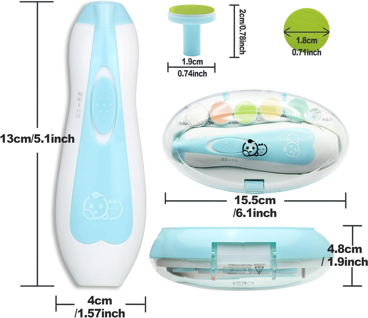 Electric Baby Nail Trimmer, Nail File Kit, Additional Replacement Heads